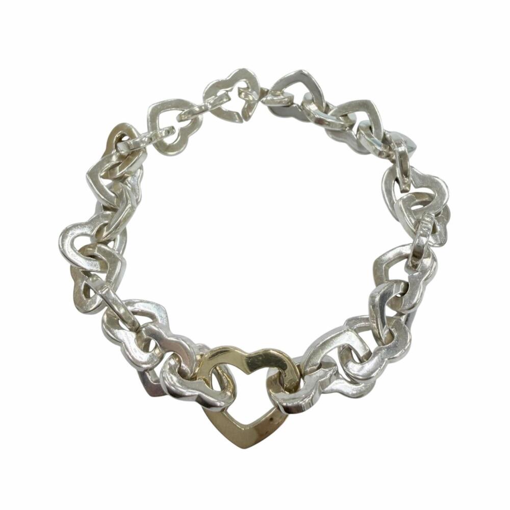 TIFFANY&Co. Tiffany Vintage Heart Link Bracelet, 925/750 (YG) Combination, Si...
